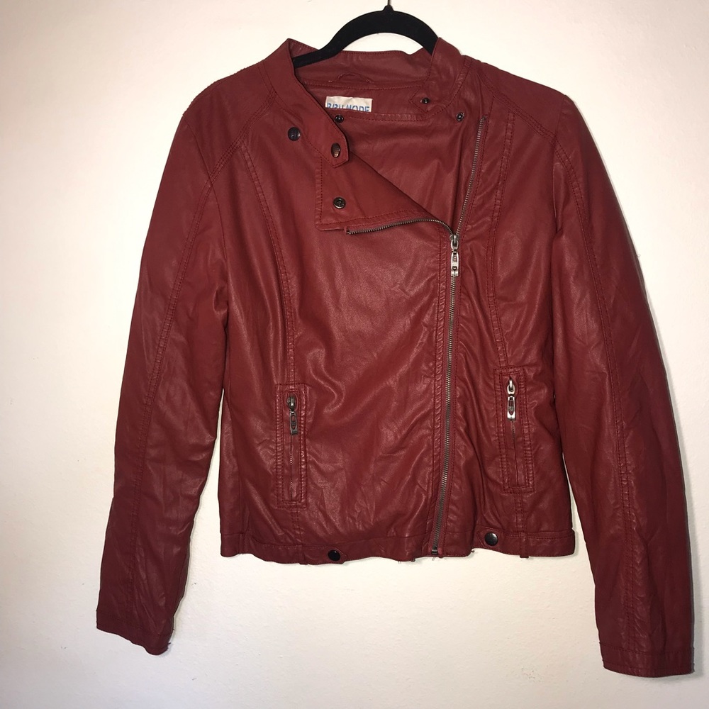 BruMode Paris Red Faux Leather Jacket Fit M